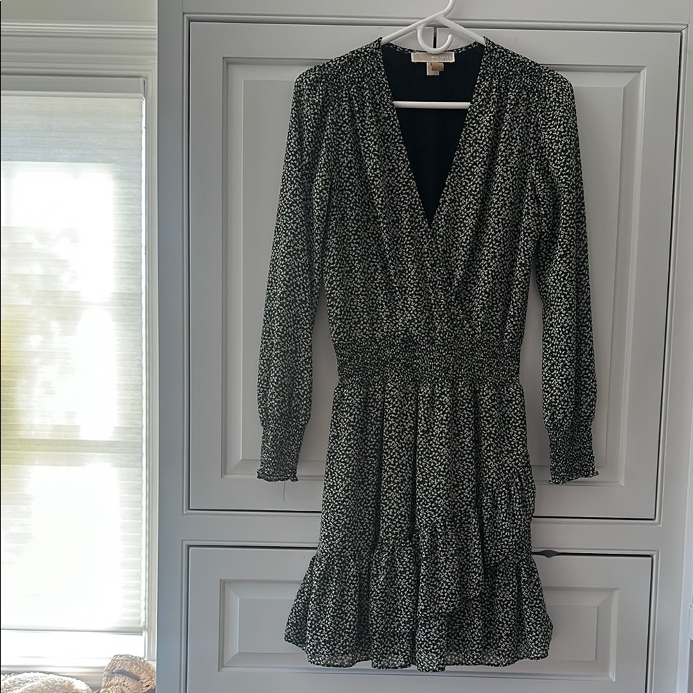 MICHAEL Michael Kors Green Ruffled Wrap Mini Dress